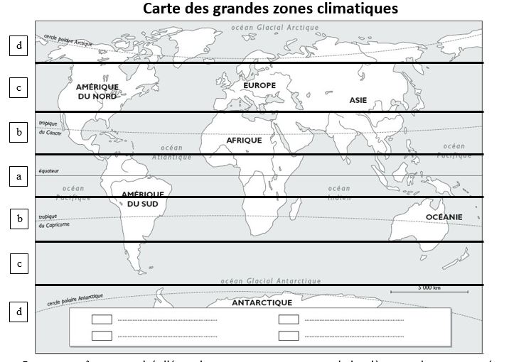 Carte zones climatiques a legender